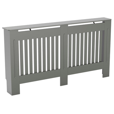 Large Chelsea radiator cover in olive grey with a decorative slatted front.
