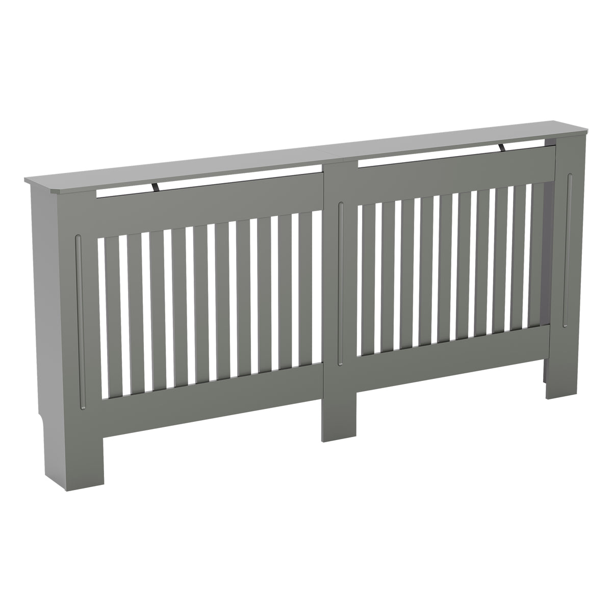 Extra large Chelsea radiator cover in olive grey with a decorative slatted front.
