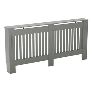 Extra large Chelsea radiator cover in olive grey with a decorative slatted front.

