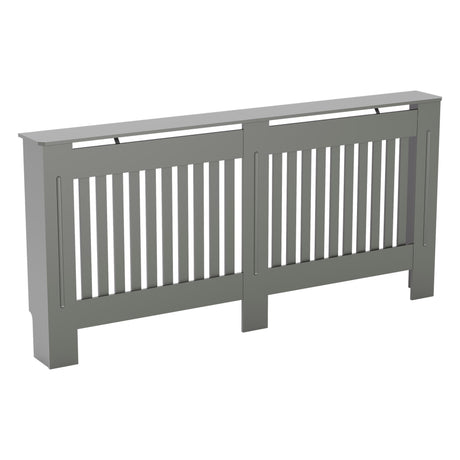 Extra large Chelsea radiator cover in olive grey with a decorative slatted front.
