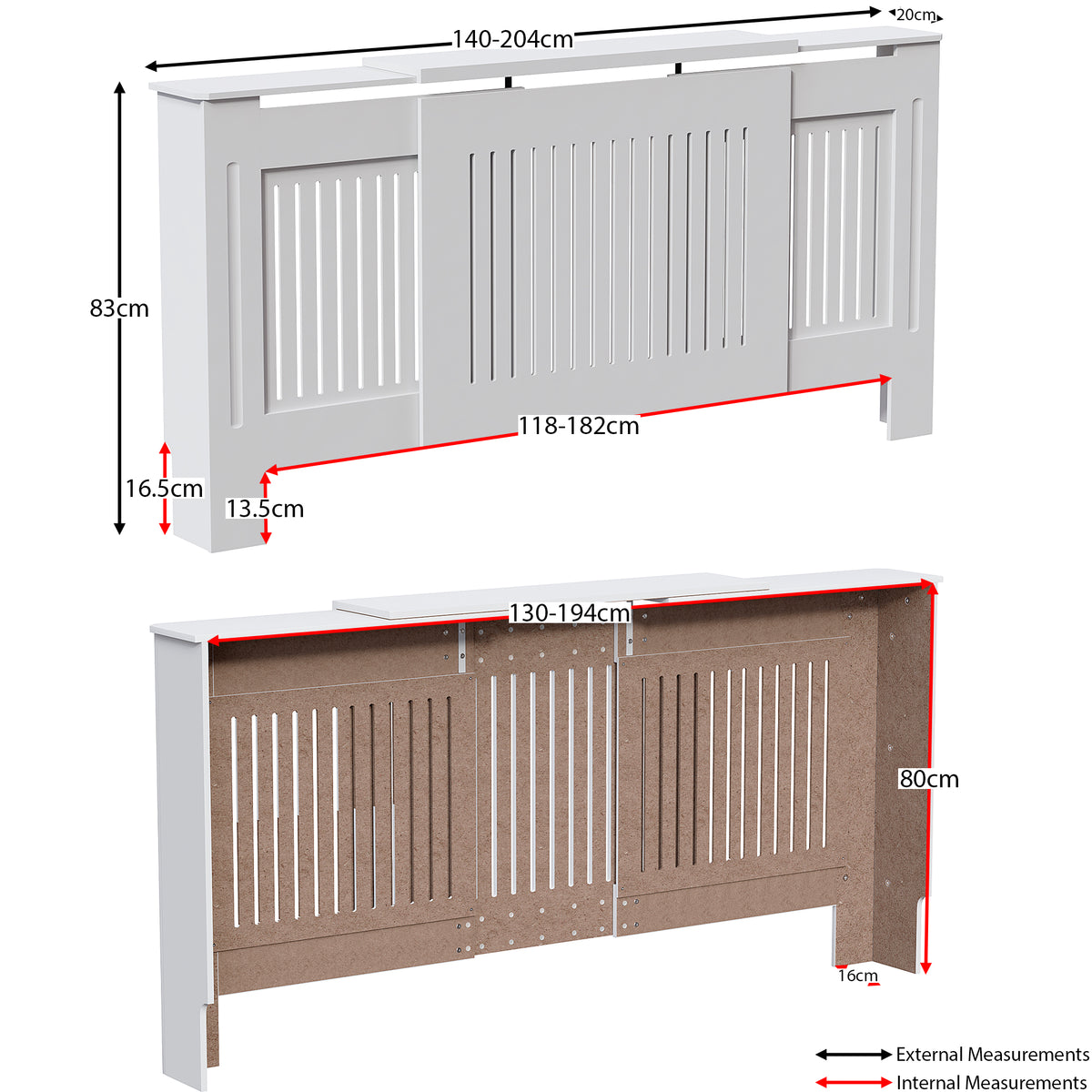 Chelsea Adjustable Radiator Cover - White
