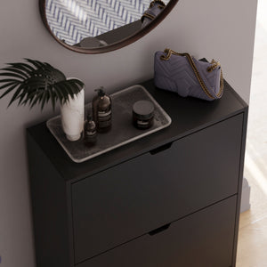 2-Drawer Shoe Cabinet, Black