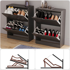 2-Drawer Shoe Cabinet, Black