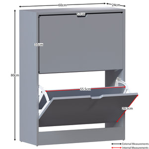2-Drawer Shoe Cabinet, Grey