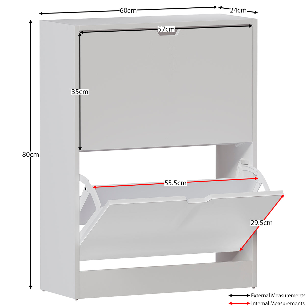 2-Drawer Shoe Cabinet, White