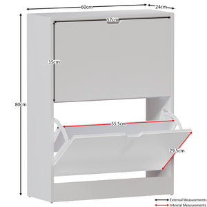 2-Drawer Shoe Cabinet, White