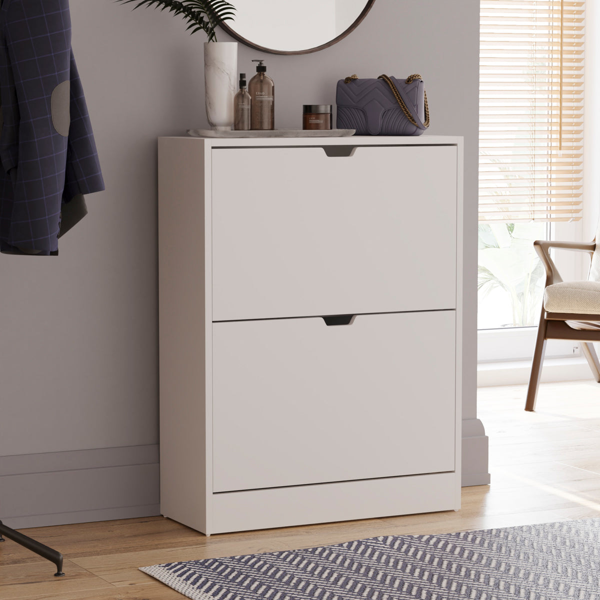 2-Drawer Shoe Cabinet, White
