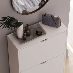 2-Drawer Shoe Cabinet, White
