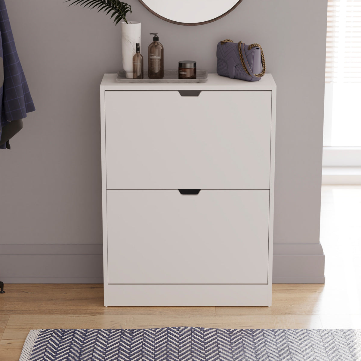2-Drawer Shoe Cabinet, White