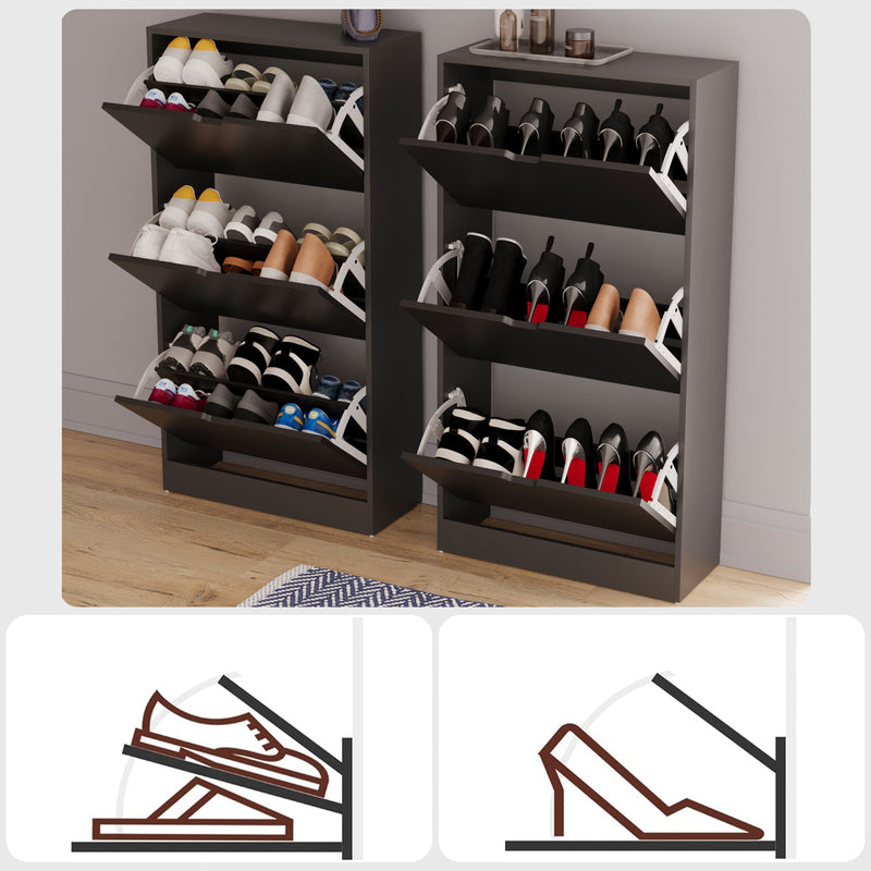 3 Drawer Shoe Cabinet, Black (FSC 100%)