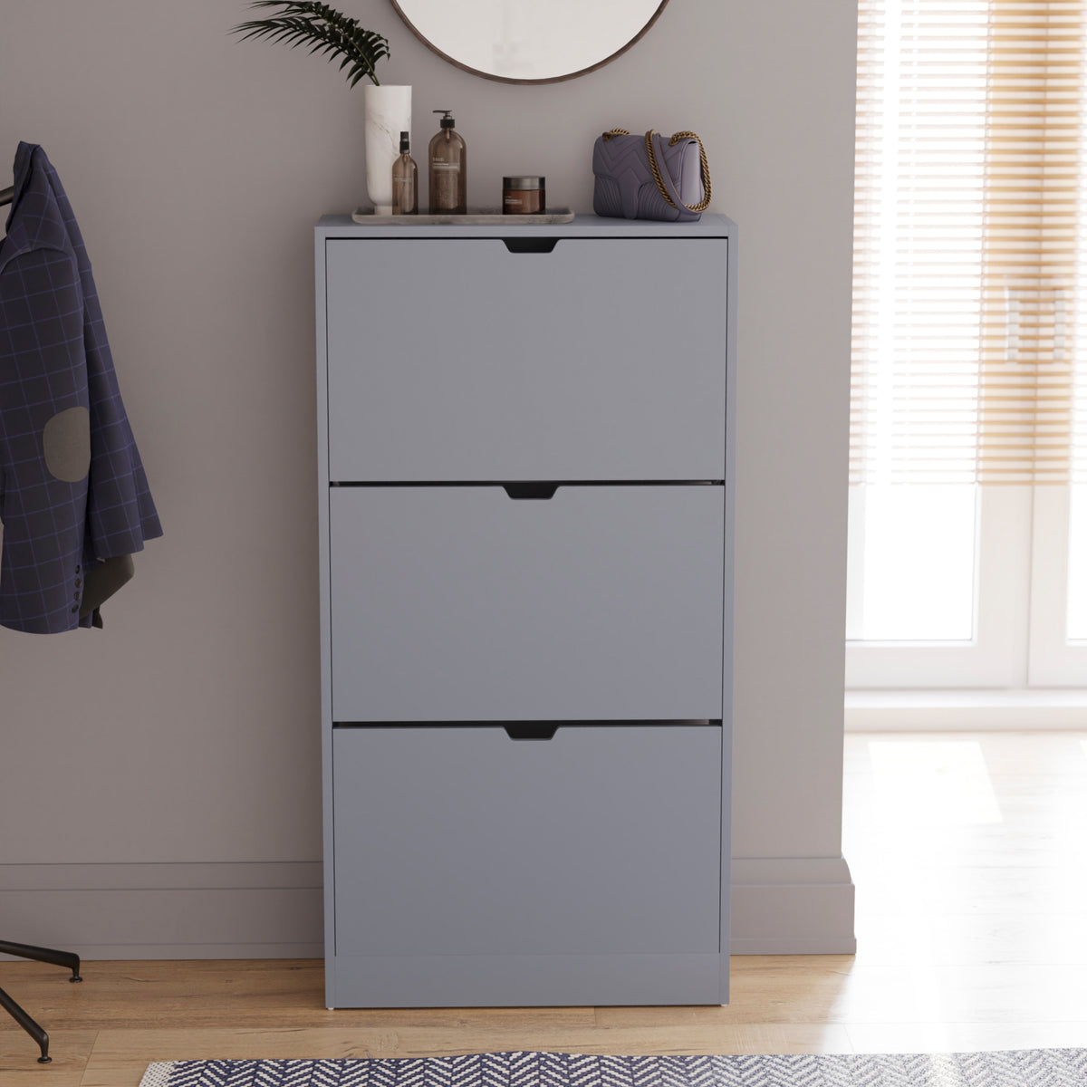 3-Drawer Shoe Cabinet - Grey