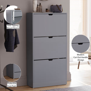 3-Drawer Shoe Cabinet - Grey