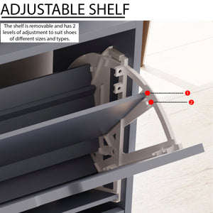 3-Drawer Shoe Cabinet - Grey