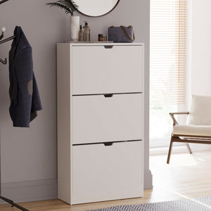 3-Drawer Shoe Cabinet, White