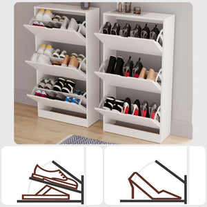 3-Drawer Shoe Cabinet, White