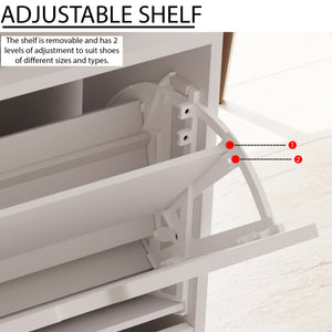 3-Drawer Shoe Cabinet, White