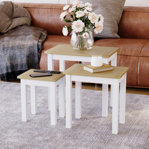 Yorkshire Nest of 3 Tables - Oak & White
