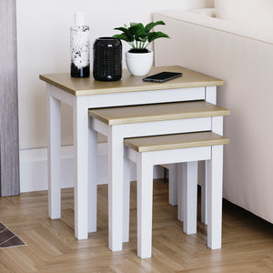 Yorkshire Nest of 3 Tables - Oak & White