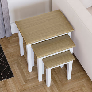 Yorkshire Nest of 3 Tables - Oak & White
