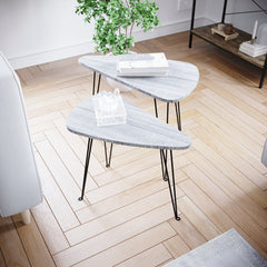 Brooklyn Nest of 2 Oval Tables - Grey