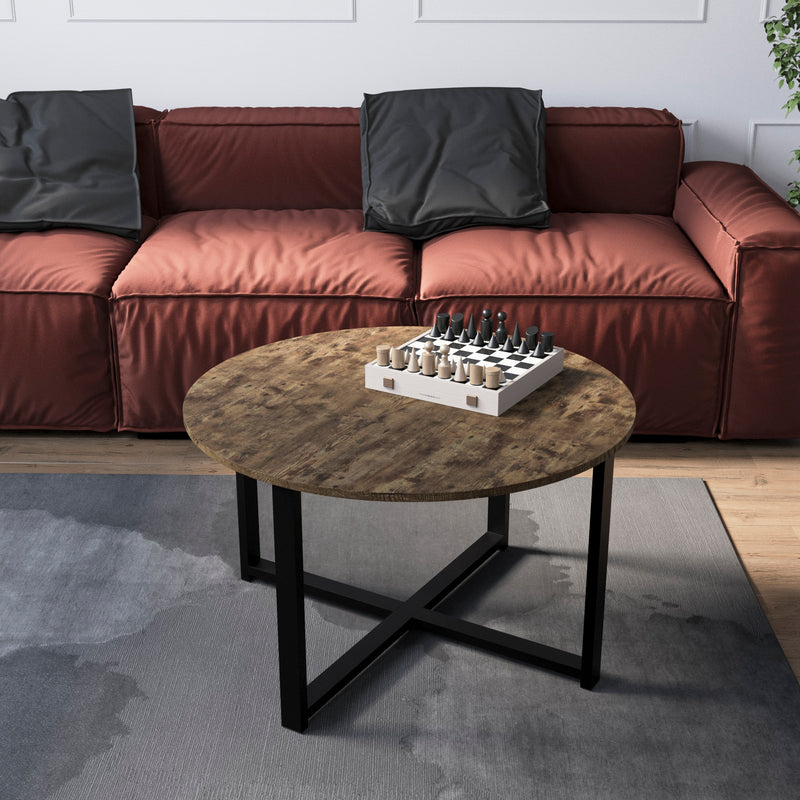 Brooklyn Round Coffee Table - Dark Wood