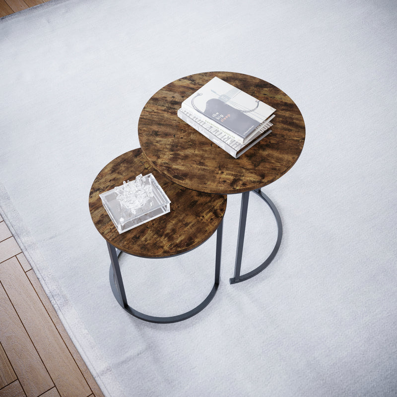 Brooklyn Nest of 2 Round Tables - Dark Wood