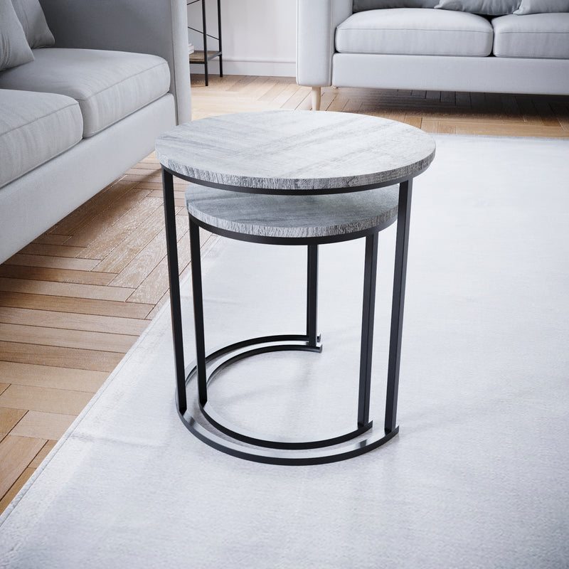 Brooklyn Nest of 2 Round Tables - Grey