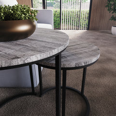 Brooklyn Nest of 2 Round Tables - Grey