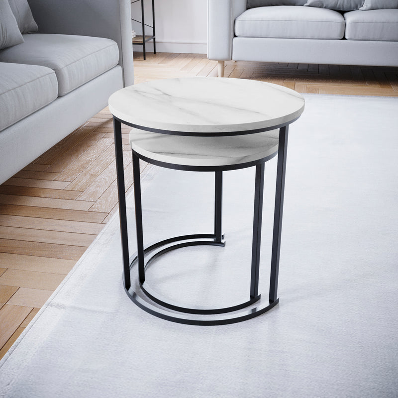 Brooklyn Nest of 2 Round Tables - Marble