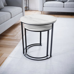 Brooklyn Nest of 2 Round Tables - Marble