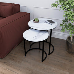 Brooklyn Nest of 2 Round Tables - Marble