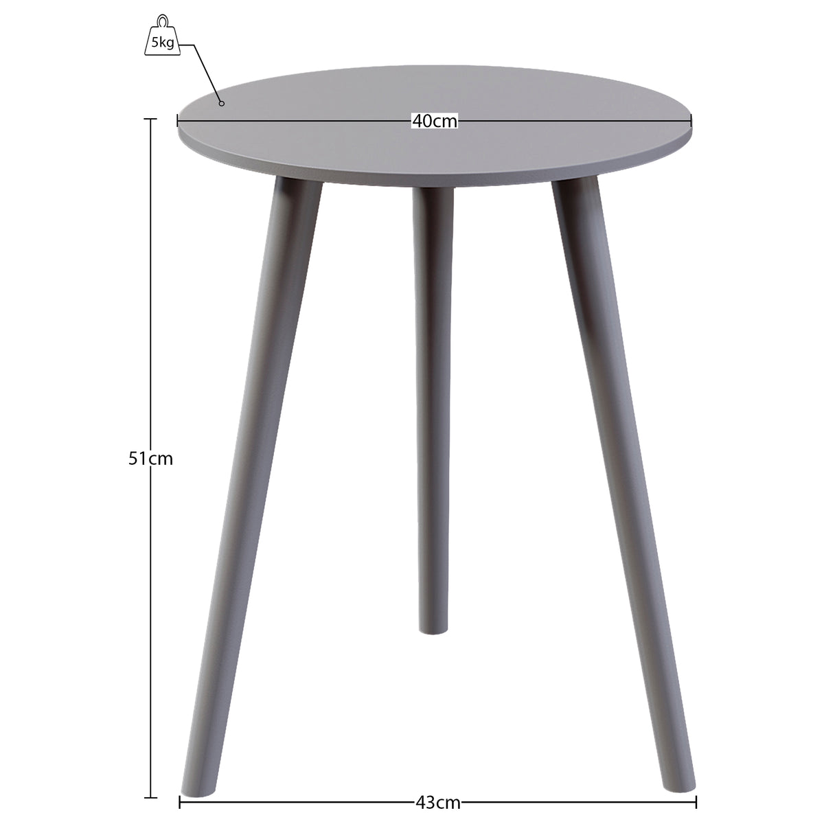 Round Side Table - Grey