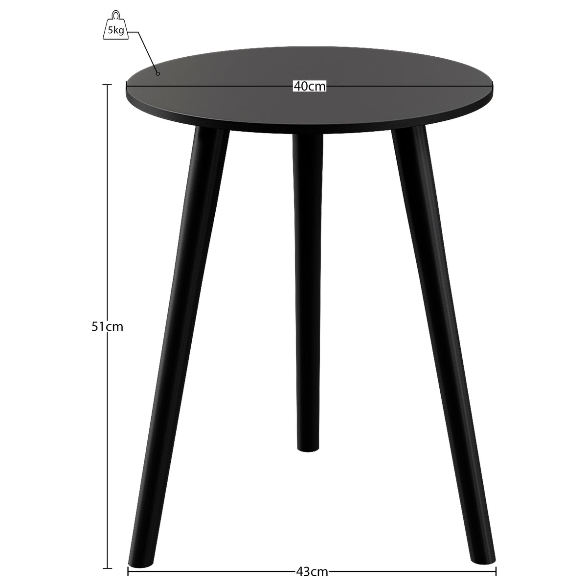 Round Side Table - Black
