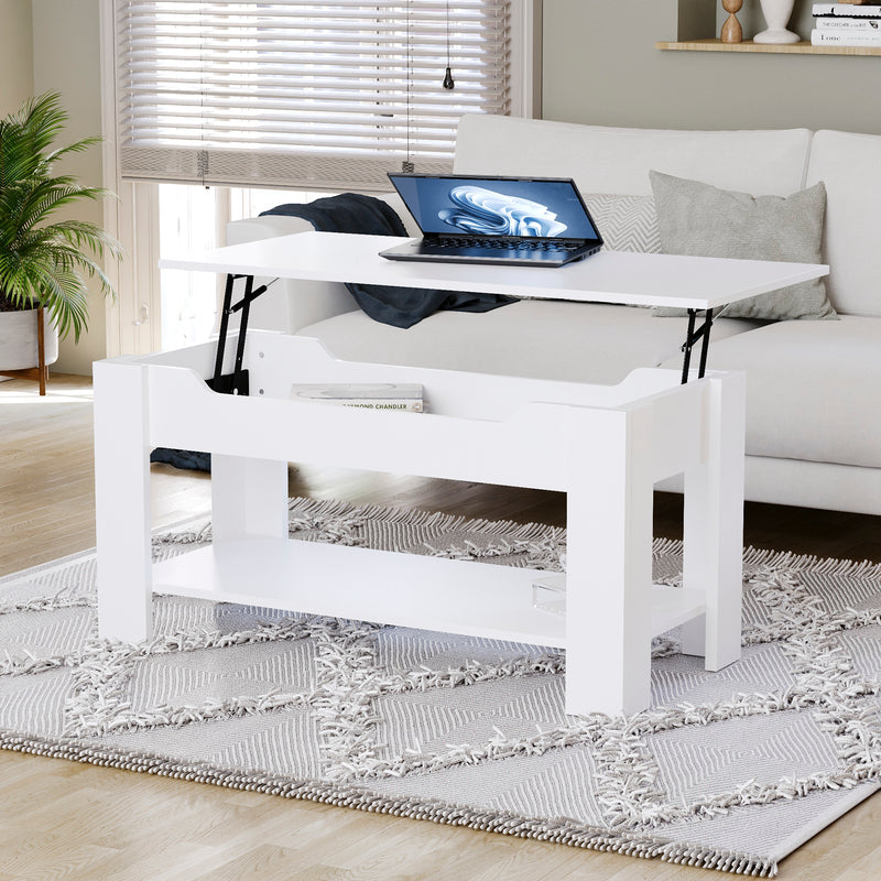 Lift Up Coffee Table - White