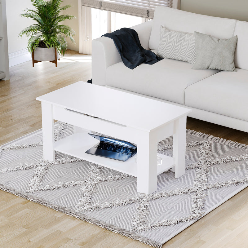 Lift Up Coffee Table - White