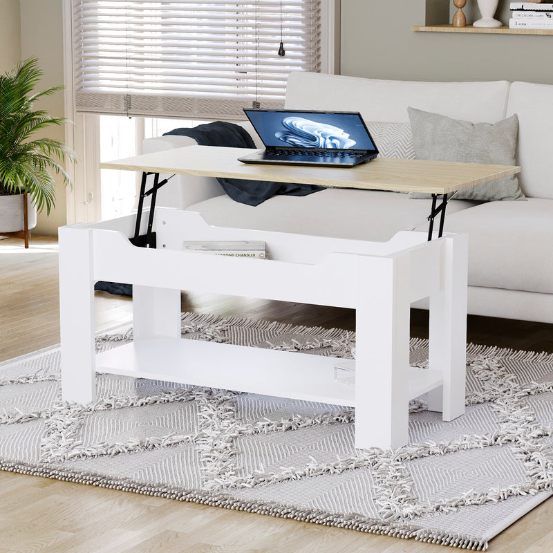 Lift Up Coffee Table - Oak & White