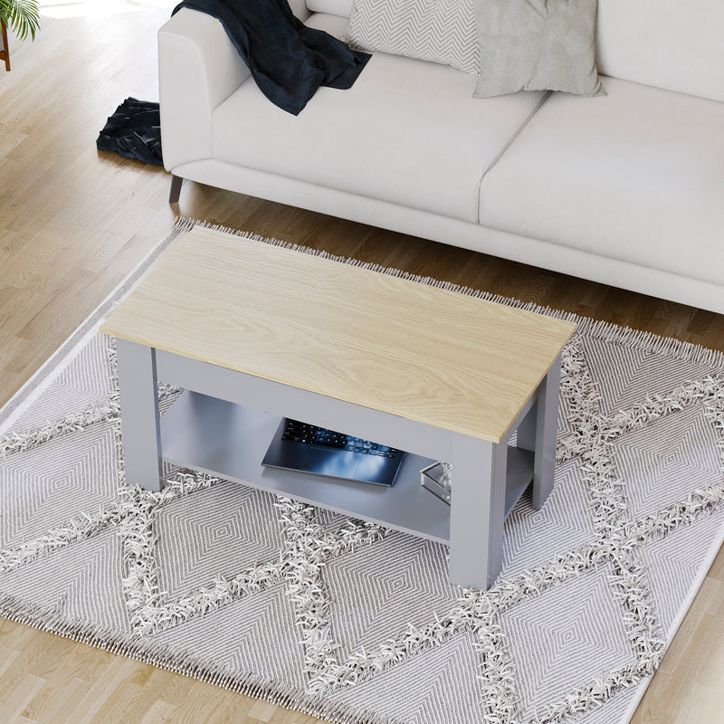 Lift Up Coffee Table - Oak & Grey