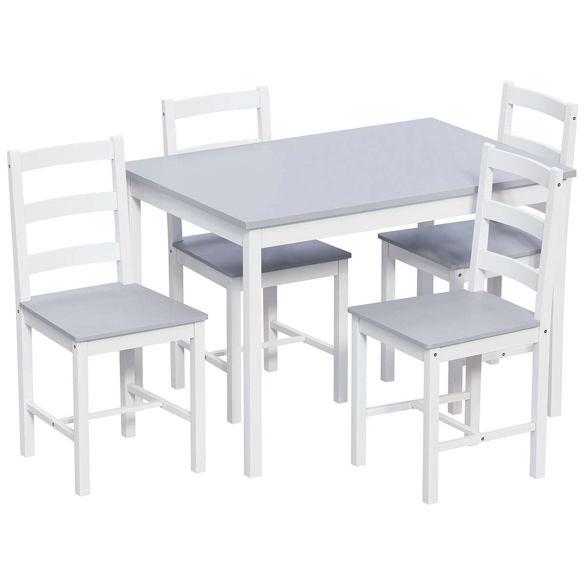 Yorkshire 4-Seater Dining Set - White & Grey