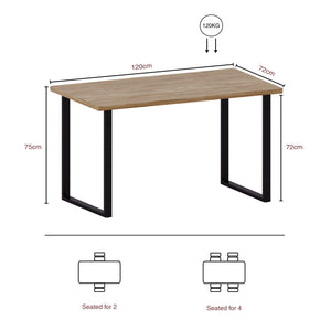 4-Seater Dining Table With U Shape Legs, Oak