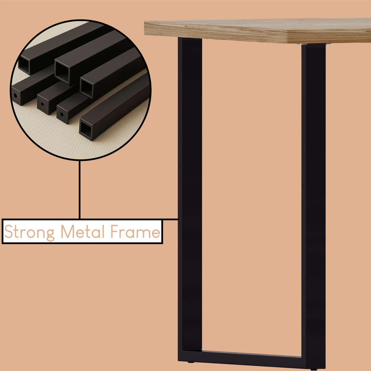 4-Seater Dining Table With U Shape Legs, Oak