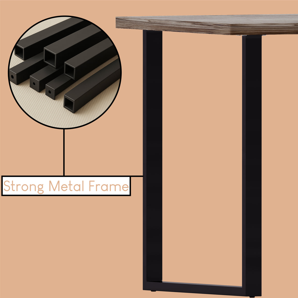 4-Seater Dining Table With U Shape Legs - Walnut