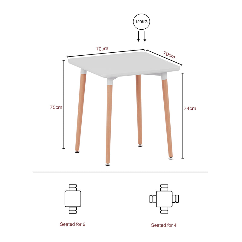 Batley 2-Seater Square Dining Table - White