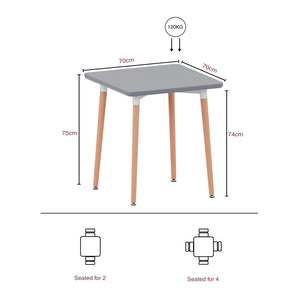 Batley 2-Seater Square Dining Table - Grey