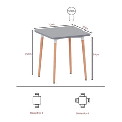 Batley 2-Seater Square Dining Table - Grey