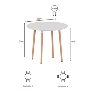 Batley 4-Seater Round Dining Table - White