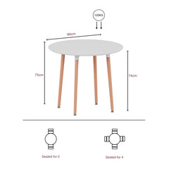 Batley 4-Seater Round Dining Table - White