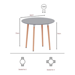Batley 4-Seater Round Dining Table - Grey