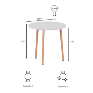 Batley 3-Seater Round Dining Table - White