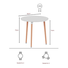 Batley 3-Seater Round Dining Table - White