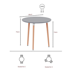 Batley 3-Seater Round Dining Table - Grey